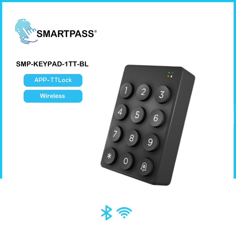 Tastatur für Smart-Türgriff, kabelloses Tastenfeld, Schwarz